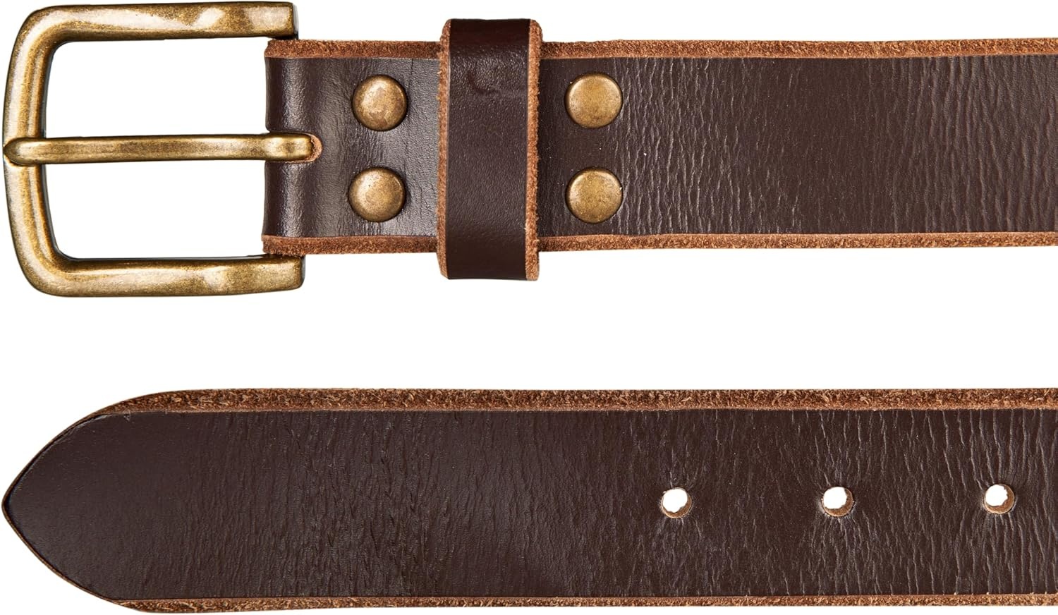 image:imageLucky Brand Mens Jeans Leather Belt Classic Casual Dress Everyday American Heritage Genuine Leather Metal BuckleRaw Edge Brown