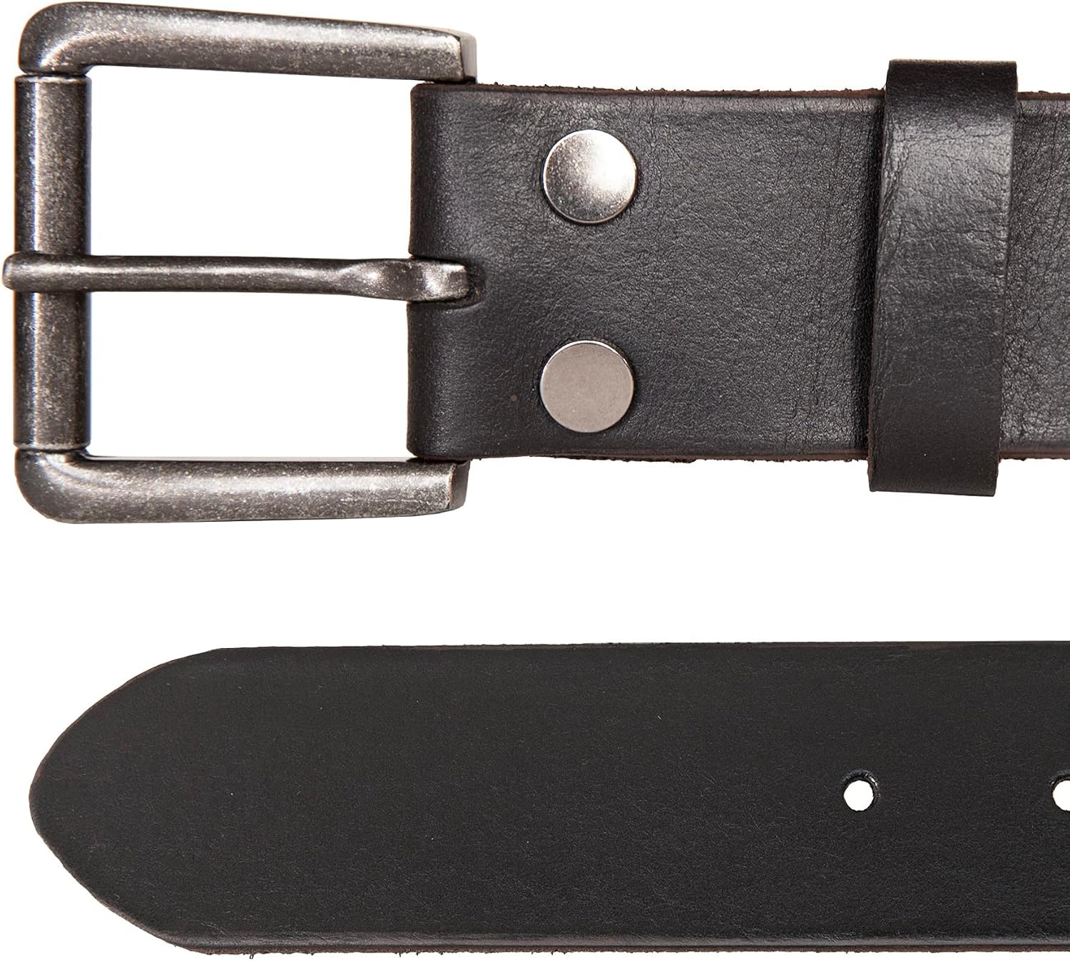 image:imageLucky Brand Mens Jeans Leather Belt Classic Casual Dress Everyday American Heritage Genuine Leather Metal BuckleRoller Buckle With Rivets Black