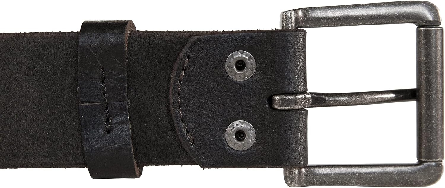 image:imageLucky Brand Mens Jeans Leather Belt Classic Casual Dress Everyday American Heritage Genuine Leather Metal BuckleRoller Buckle With Rivets Black