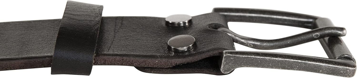 image:imageLucky Brand Mens Jeans Leather Belt Classic Casual Dress Everyday American Heritage Genuine Leather Metal BuckleRoller Buckle With Rivets Black