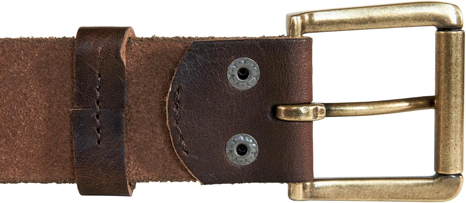 image:imageLucky Brand Mens Jeans Leather Belt Classic Casual Dress Everyday American Heritage Genuine Leather Metal BuckleRoller Buckle With Rivets Brown