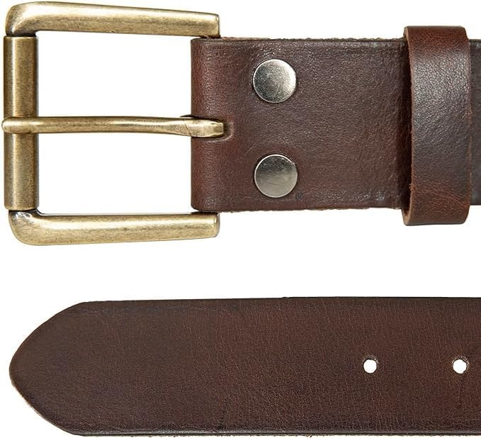 image:imageLucky Brand Mens Jeans Leather Belt Classic Casual Dress Everyday American Heritage Genuine Leather Metal BuckleRoller Buckle With Rivets Brown