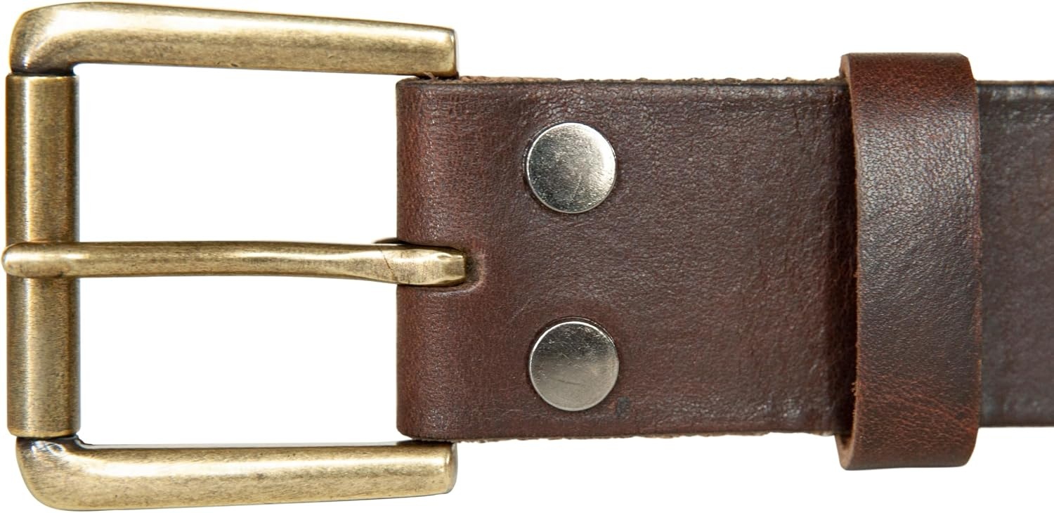 image:imageLucky Brand Mens Jeans Leather Belt Classic Casual Dress Everyday American Heritage Genuine Leather Metal BuckleRoller Buckle With Rivets Brown