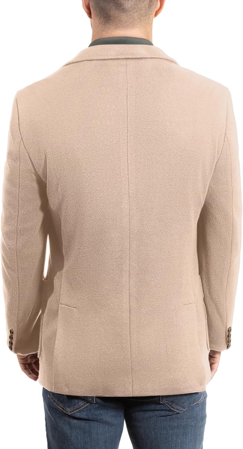 image:imageLucky Brand Mens Knit Blazer Sportcoat Rayon Polyester Blend Slim Fit Plaid 2 Button Notch CollarCamel
