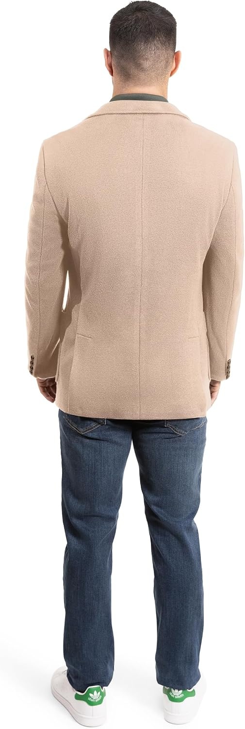 image:imageLucky Brand Mens Knit Blazer Sportcoat Rayon Polyester Blend Slim Fit Plaid 2 Button Notch CollarCamel