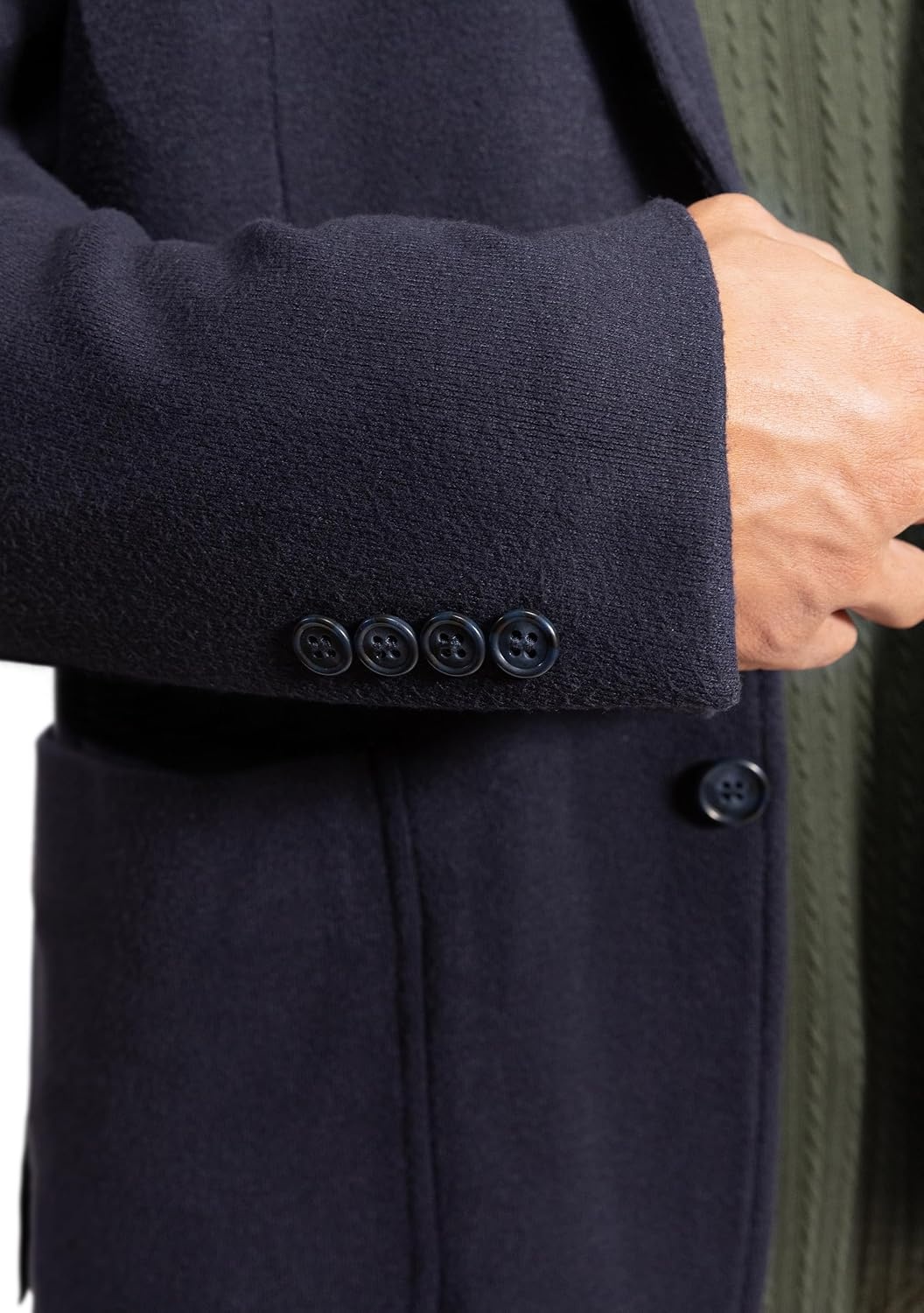 image:imageLucky Brand Mens Knit Blazer Sportcoat Rayon Polyester Blend Slim Fit Plaid 2 Button Notch CollarNavy