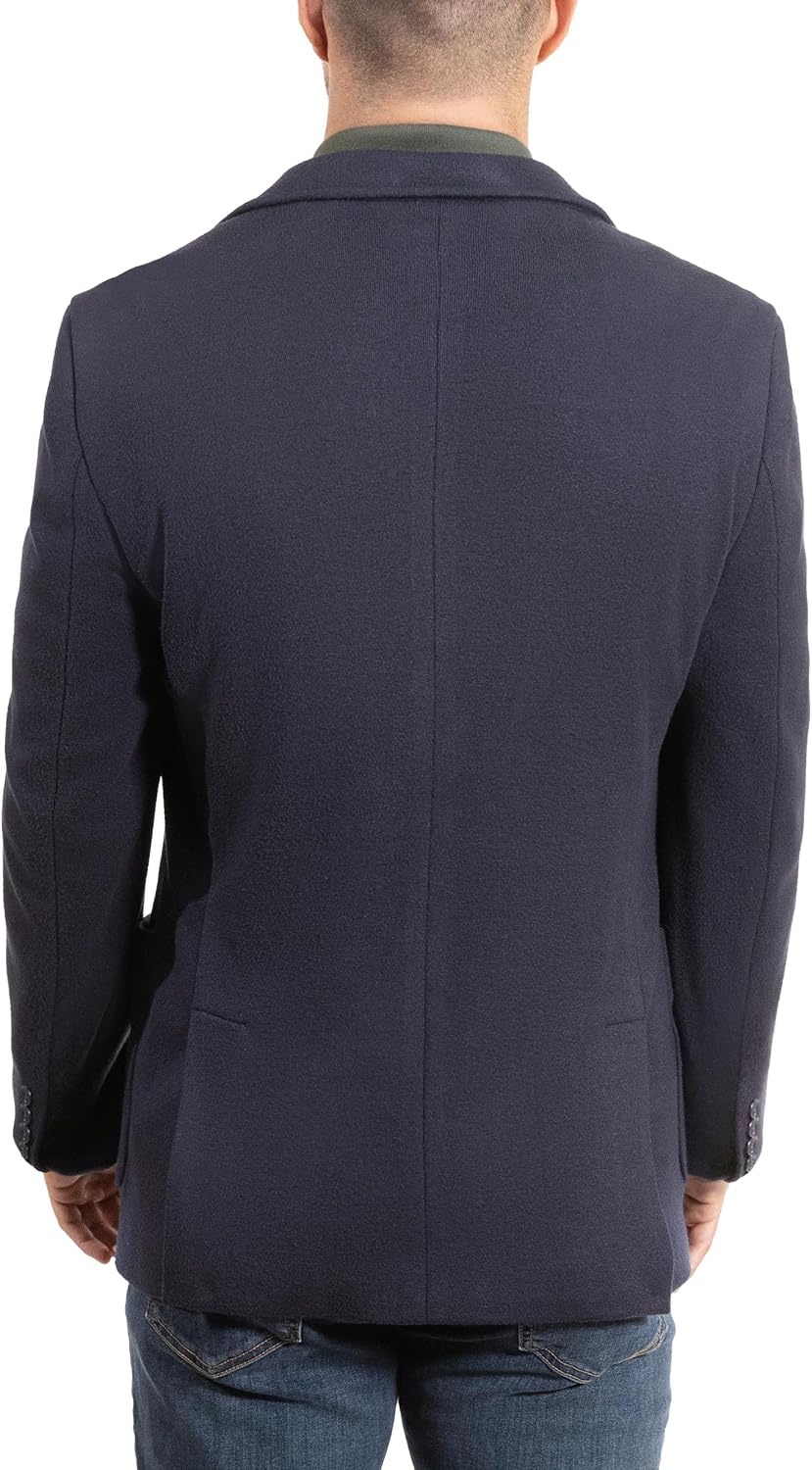 image:imageLucky Brand Mens Knit Blazer Sportcoat Rayon Polyester Blend Slim Fit Plaid 2 Button Notch CollarNavy