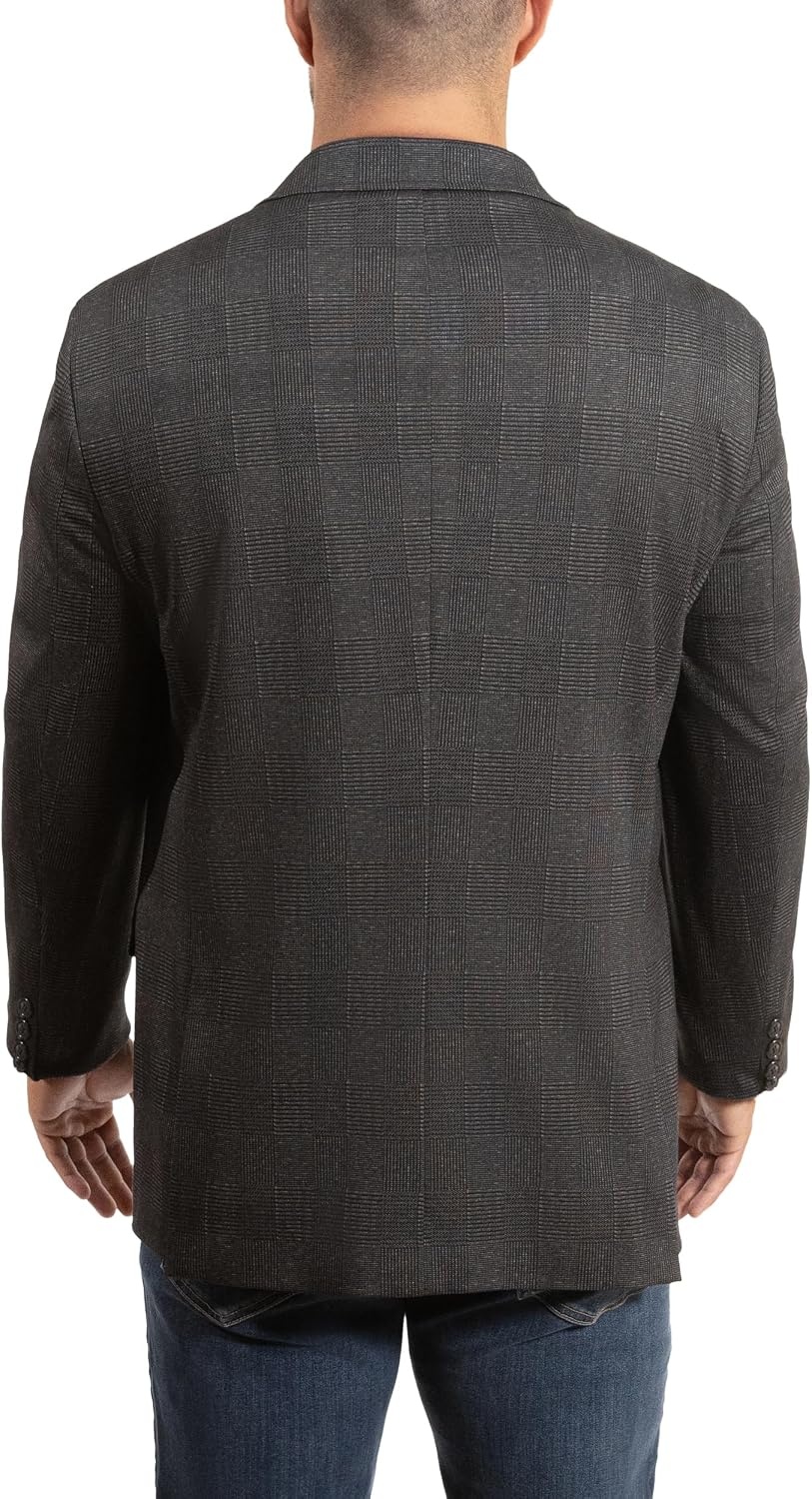 image:imageLucky Brand Mens Knit Sportcoat Slim Fit Rayon Polyester Spandex Glen Plaid Notch Collar 2 Button ClosureCharcoal