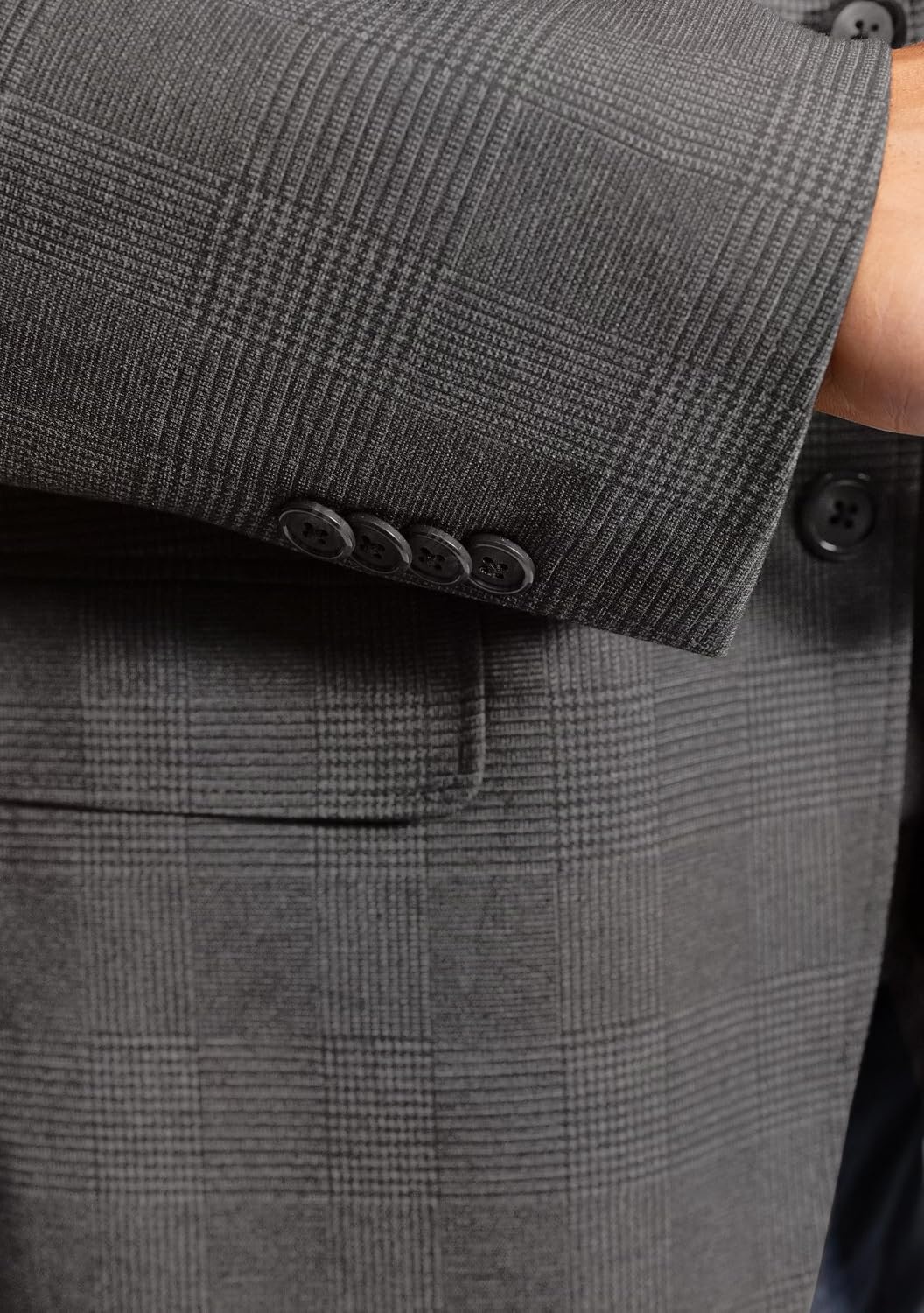 image:imageLucky Brand Mens Knit Sportcoat Slim Fit Rayon Polyester Spandex Glen Plaid Notch Collar 2 Button ClosureCharcoal