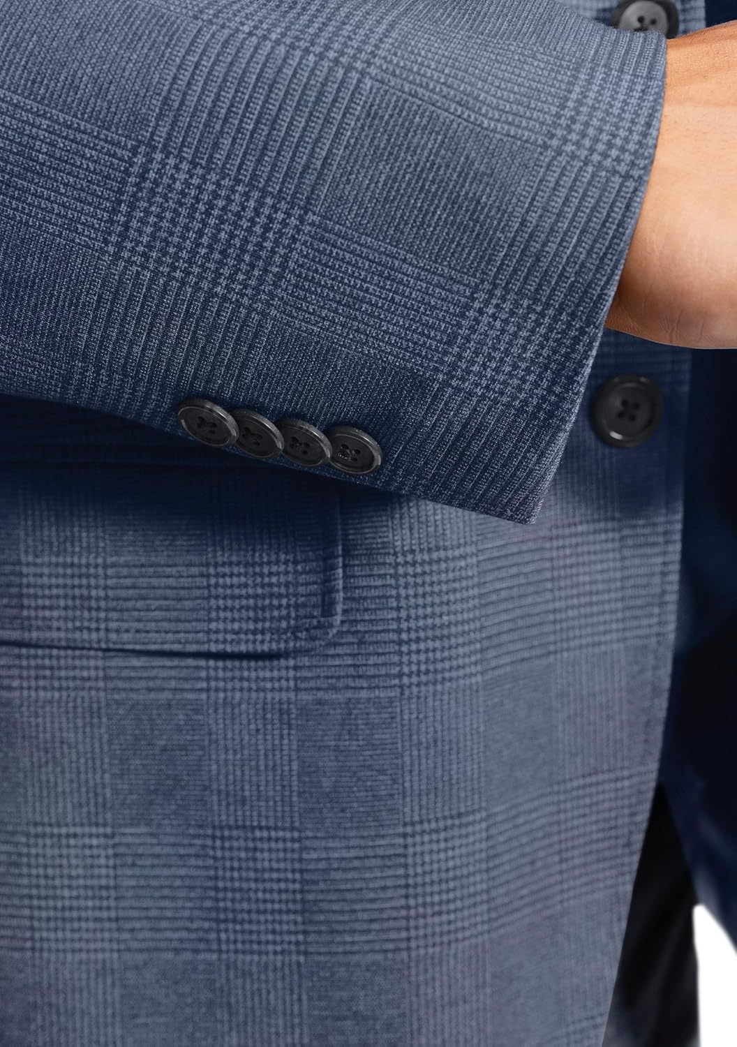 image:imageLucky Brand Mens Knit Sportcoat Slim Fit Rayon Polyester Spandex Glen Plaid Notch Collar 2 Button ClosureNavy