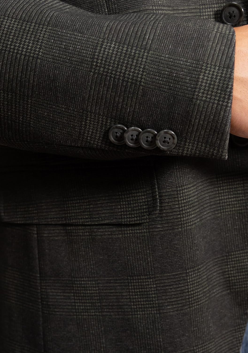 image:imageLucky Brand Mens Knit Sportcoat Slim Fit Rayon Polyester Spandex Glen Plaid Notch Collar 2 Button ClosureOlive