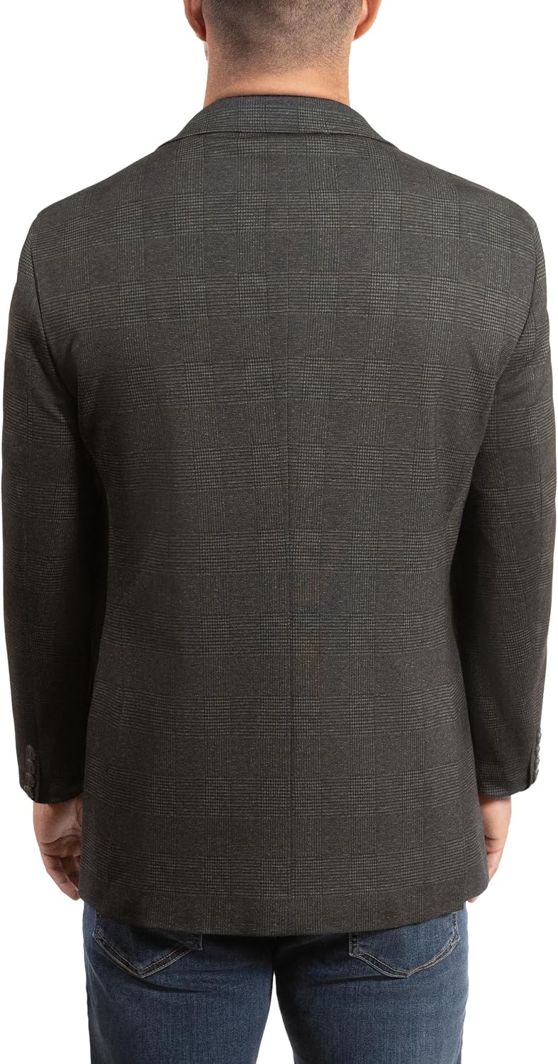 image:imageLucky Brand Mens Knit Sportcoat Slim Fit Rayon Polyester Spandex Glen Plaid Notch Collar 2 Button ClosureOlive