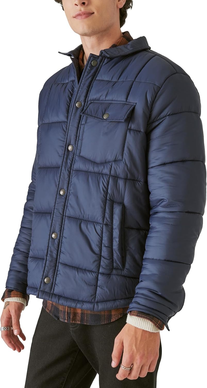 image:imageLucky Brand Mens Lucky Brand Mens Quilted Nylon Shirt JacketBlue