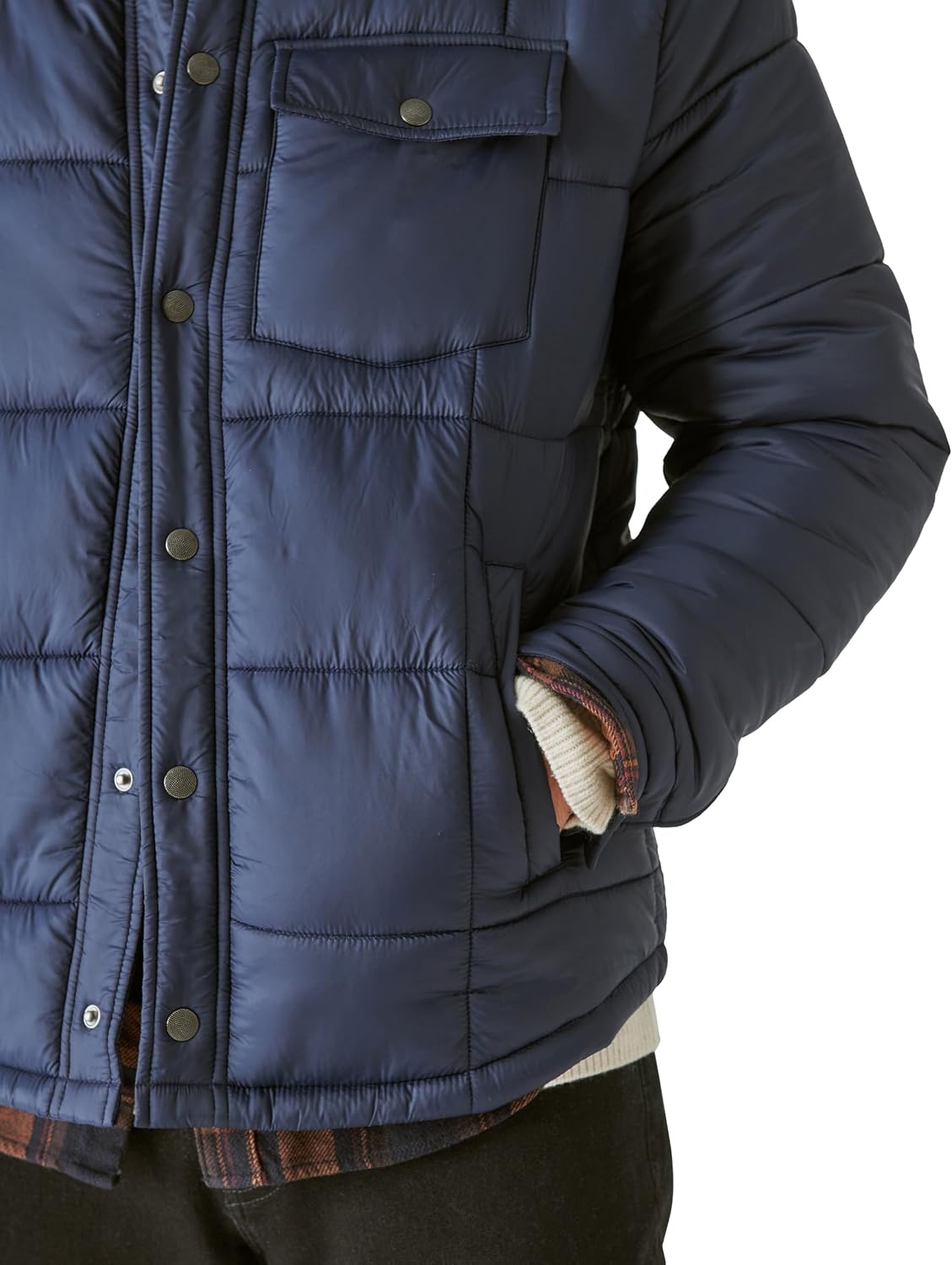 image:imageLucky Brand Mens Lucky Brand Mens Quilted Nylon Shirt JacketBlue