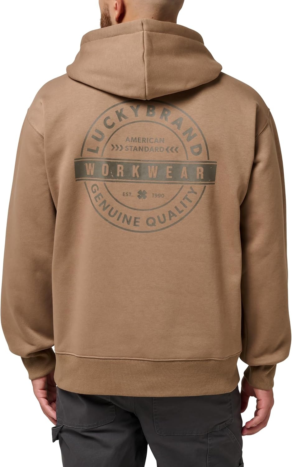 image:imageLucky Brand Mens Mens Distressed Stamp Graphic Print HoodieDriftwood