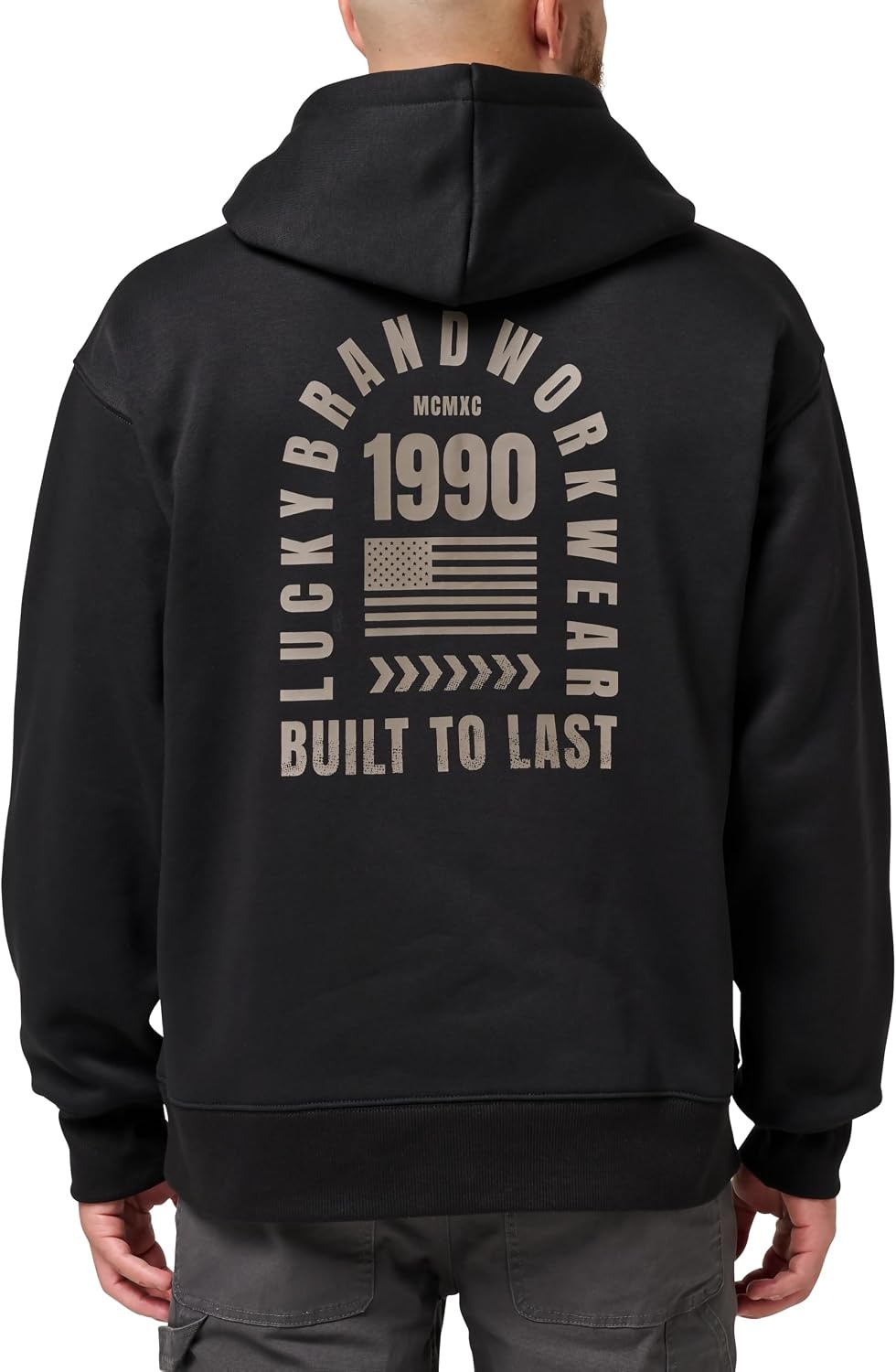 image:imageLucky Brand Mens Mens Flag Tracks Graphic Print HoodieBlack