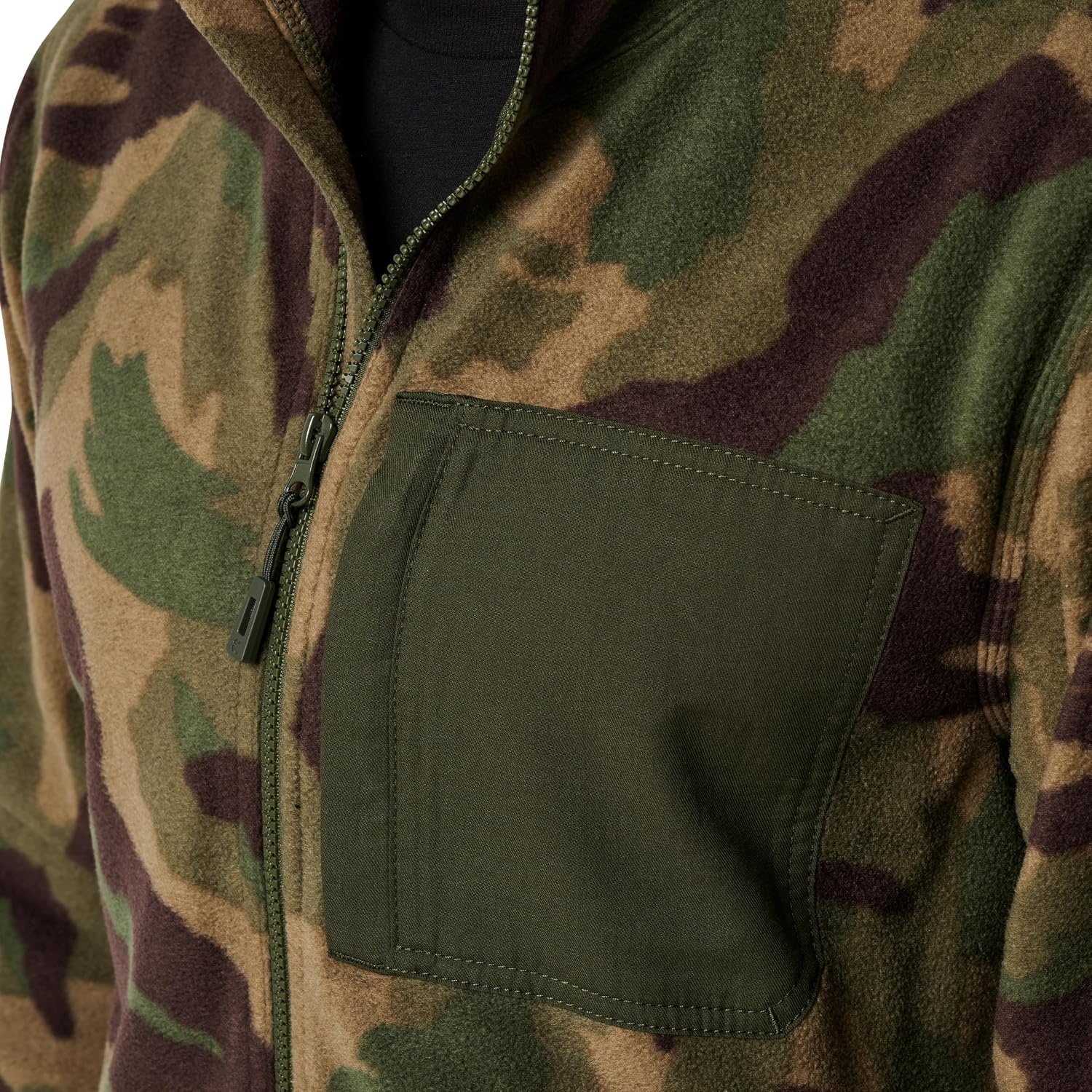 image:imageLucky Brand Mens Mens Full Zip Camo Polar Fleece JacketDk Olive
