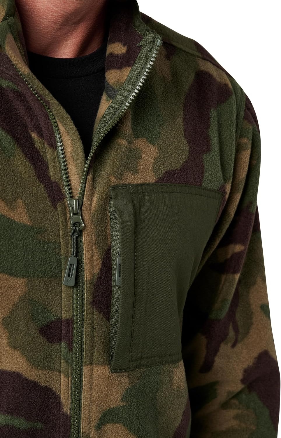 image:imageLucky Brand Mens Mens Full Zip Camo Polar Fleece JacketDk Olive