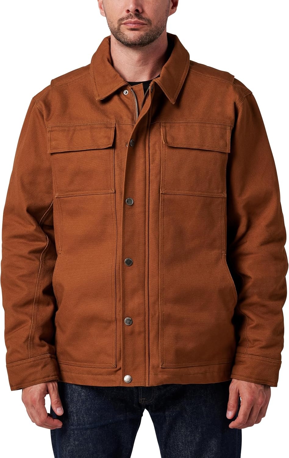 image:imageLucky Brand Mens Mens Full Zip Canvas Chore Jacket With Quilted LiningRusty Bronze