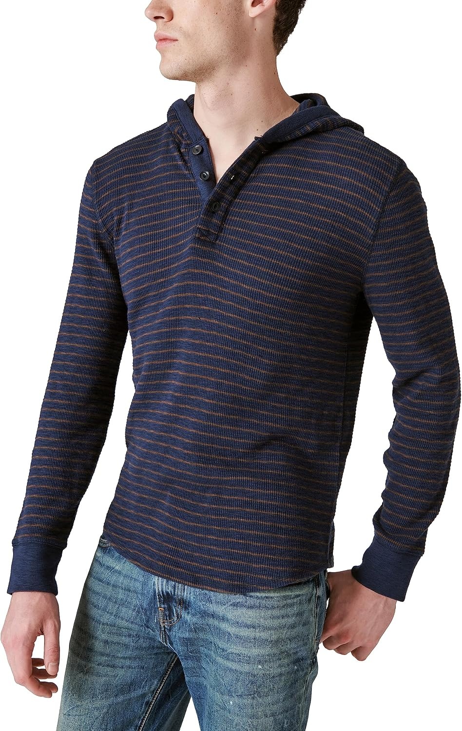 image:imageLucky Brand Mens Mens Garment Dye Thermal HoodleyMulti