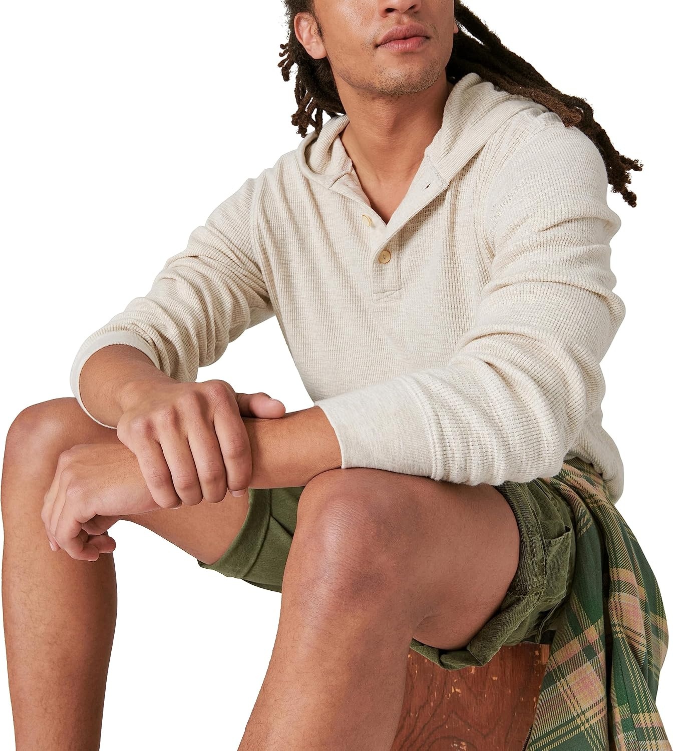 image:imageLucky Brand Mens Mens Garment Dye Thermal HoodleyOatmeal
