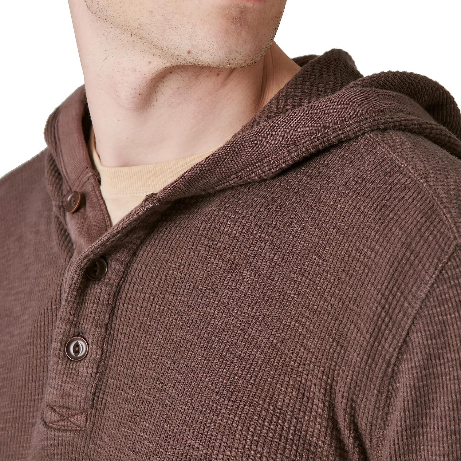 image:imageLucky Brand Mens Mens Garment Dye Thermal HoodleySeal Brown
