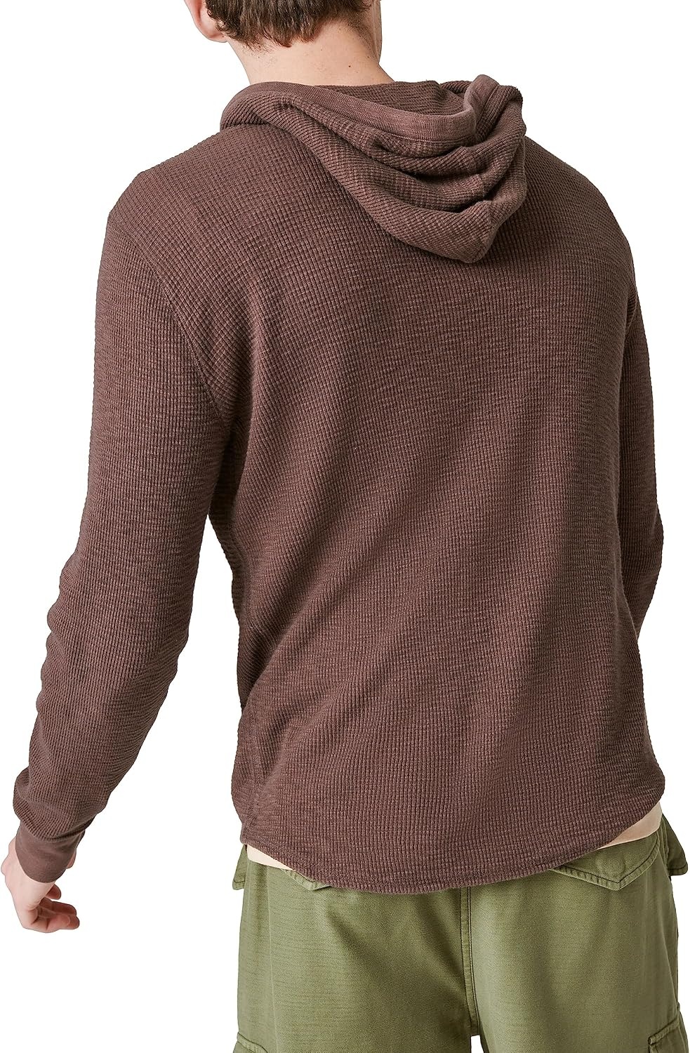image:imageLucky Brand Mens Mens Garment Dye Thermal HoodleySeal Brown