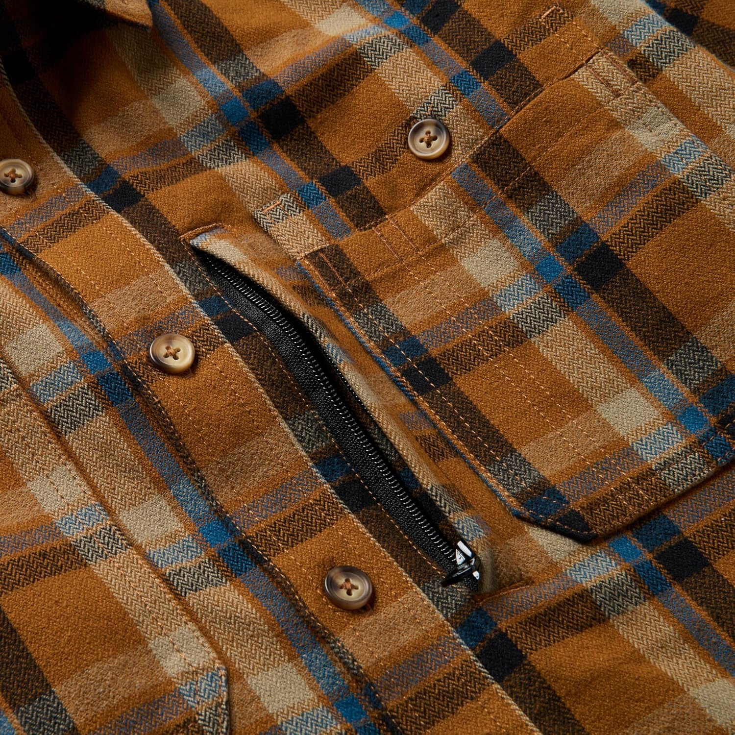 image:imageLucky Brand Mens Mens Long Sleeve Framework Yarn Dyed Plaid Flannel ShirtRusty Bronze