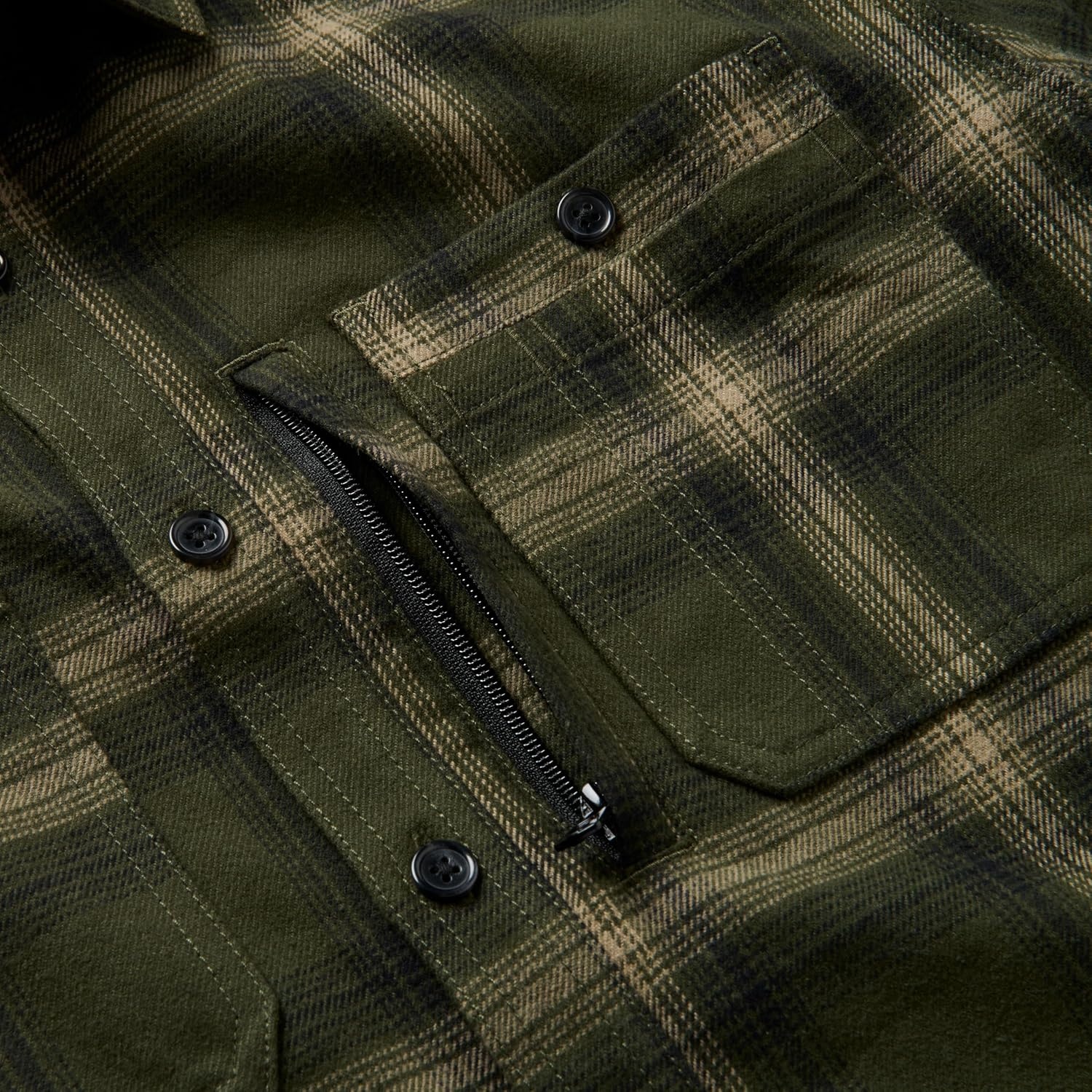 image:imageLucky Brand Mens Mens Long Sleeve Hometown Yarn Dyed Plaid Flannel ShirtDk Olive