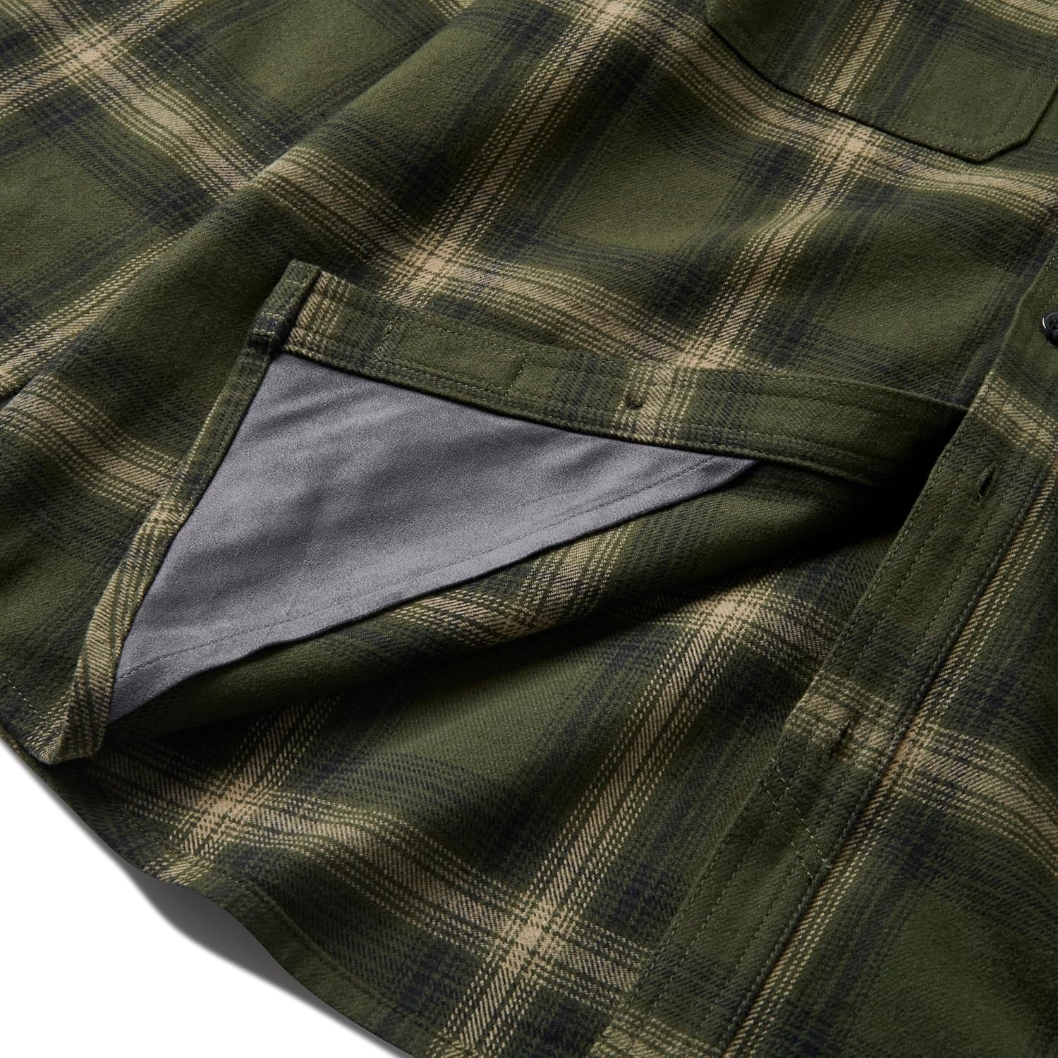 image:imageLucky Brand Mens Mens Long Sleeve Hometown Yarn Dyed Plaid Flannel ShirtDk Olive