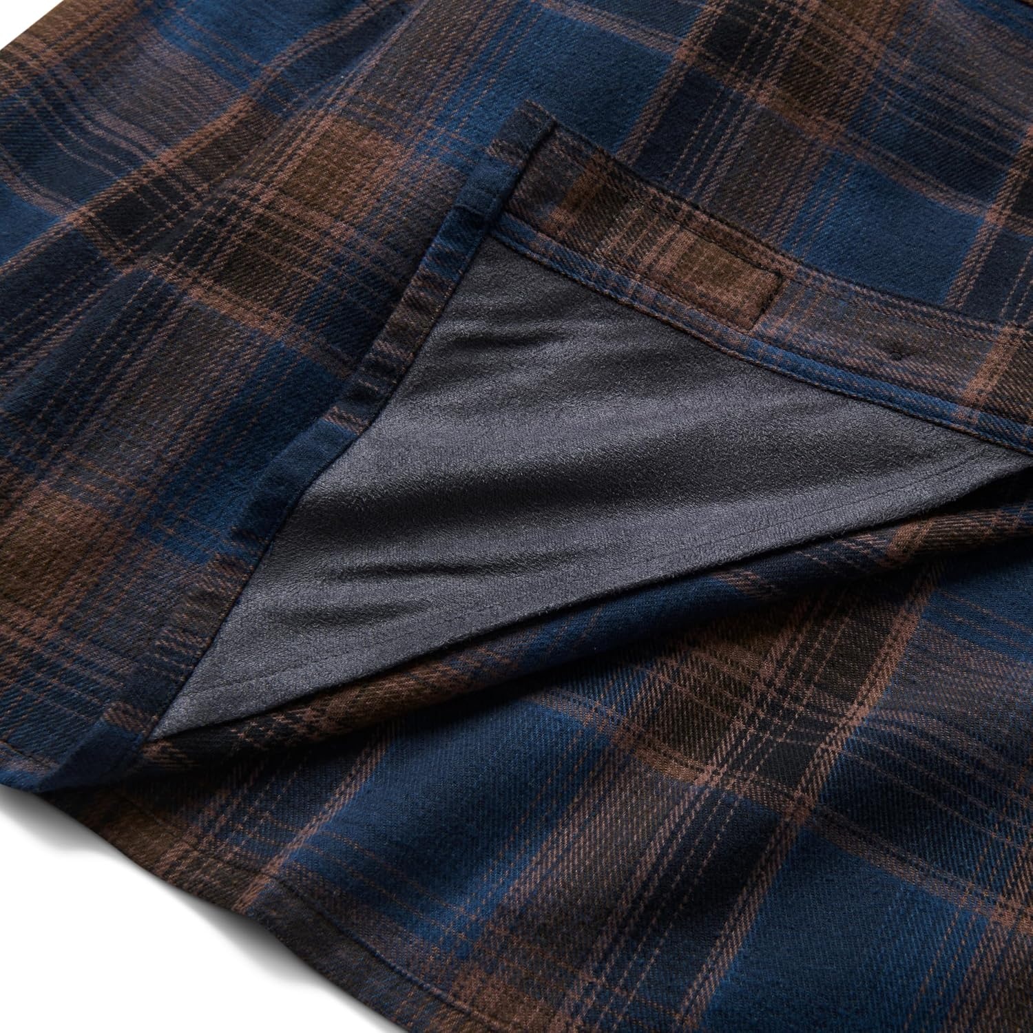 image:imageLucky Brand Mens Mens Long Sleeve Rainier Yarn Dyed Plaid Flannel Work ShirtDk Navy