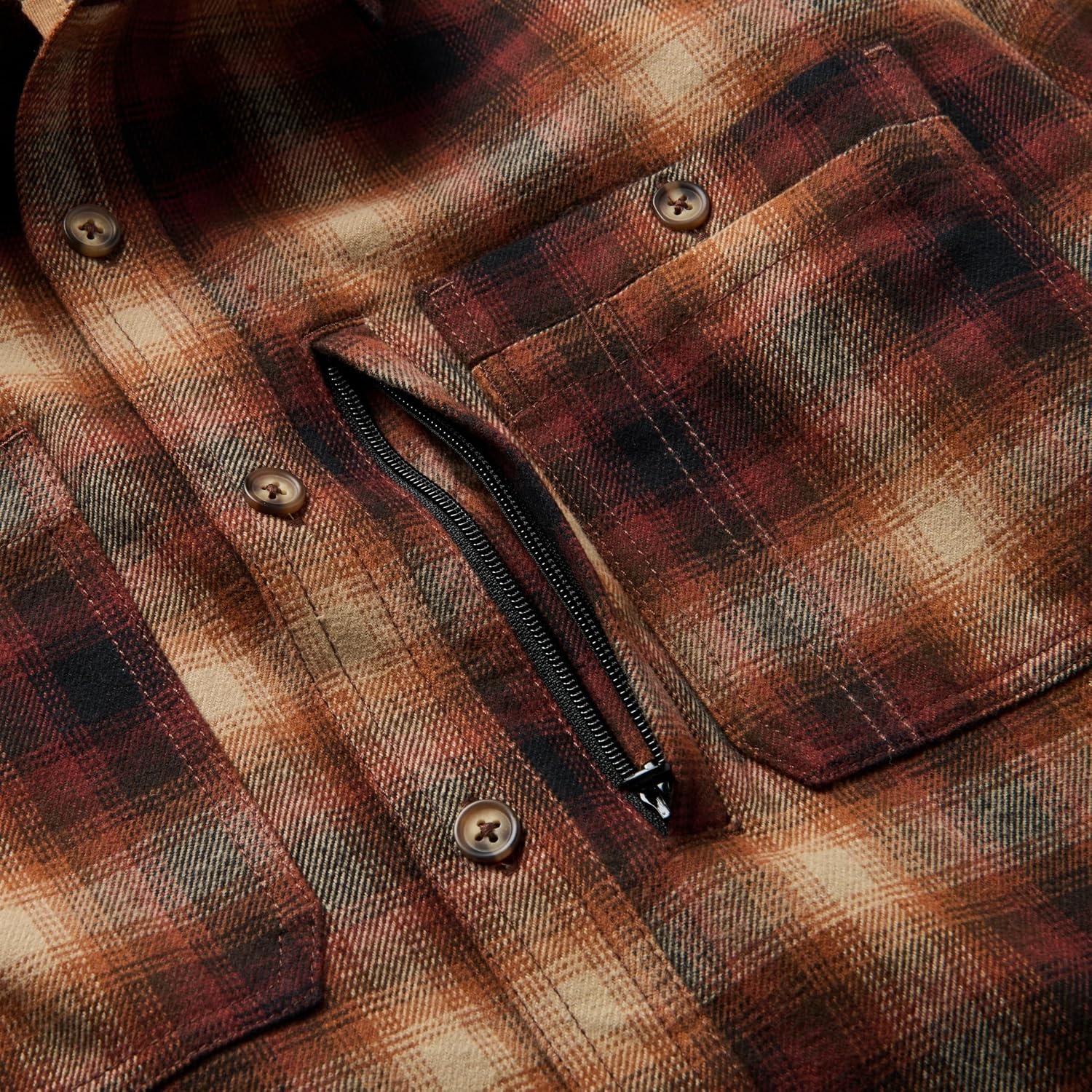 image:imageLucky Brand Mens Mens Long Sleeve River Yarn Dyed Plaid Flannel ShirtBitter Chocolate
