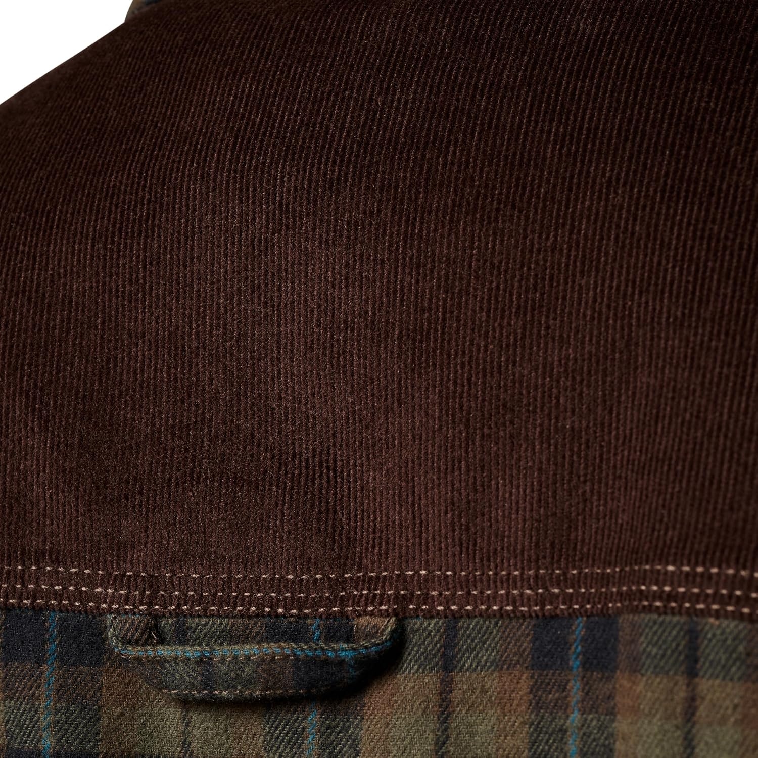 image:imageLucky Brand Mens Mens Long Sleeve Yarn Dyed Plaid Flannel Corduroy Yoke Work ShirtDk Olive