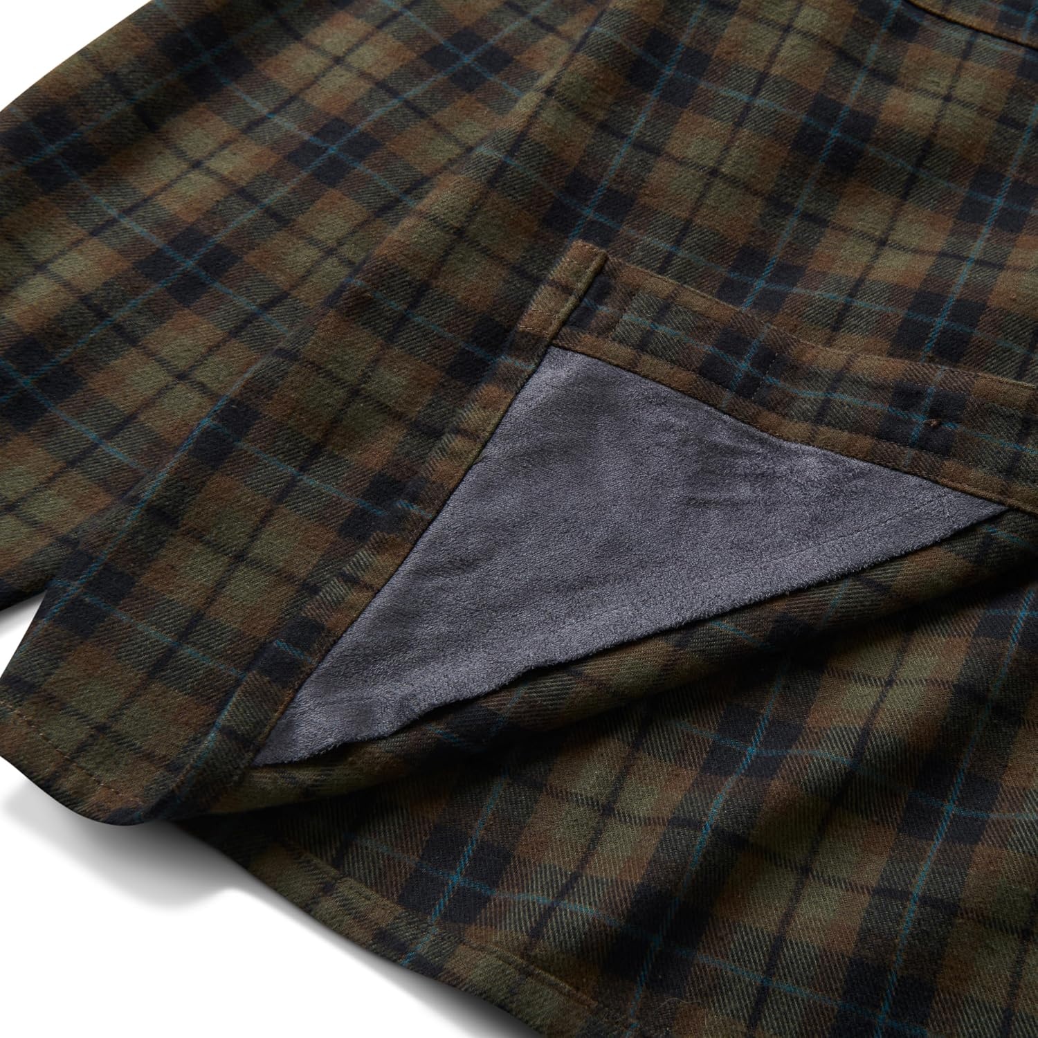 image:imageLucky Brand Mens Mens Long Sleeve Yarn Dyed Plaid Flannel Corduroy Yoke Work ShirtDk Olive