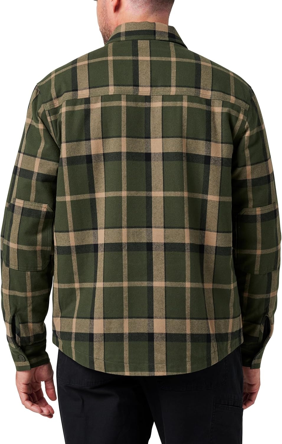 image:imageLucky Brand Mens Mens Yarn Dyed Plaid Flannel Shirt Jacket With Sherpa LiningDk Olive
