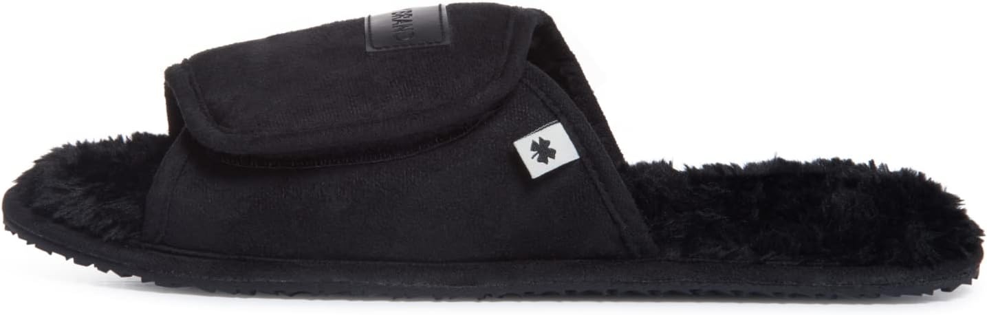 image:imageLucky Brand Mens Microsuede Memory Foam Open Toe Slippers Cool Adjustable Strap Indoor Outdoor House Sliders for MenBlackBlack