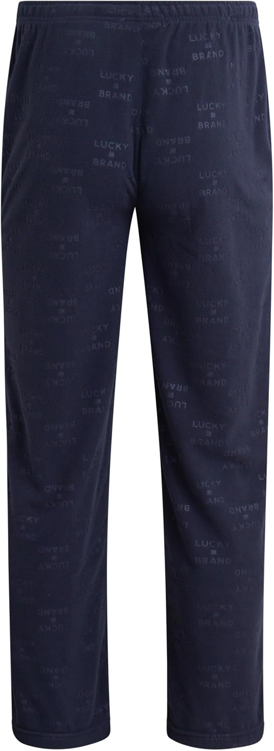 image:imageLucky Brand Mens Pajama Pants 30 Inseam Lightweight Fleece Plaid Pants for Men Classic Lounge PJ Sleepwear BottomsMood Indigo With Embossed Logo