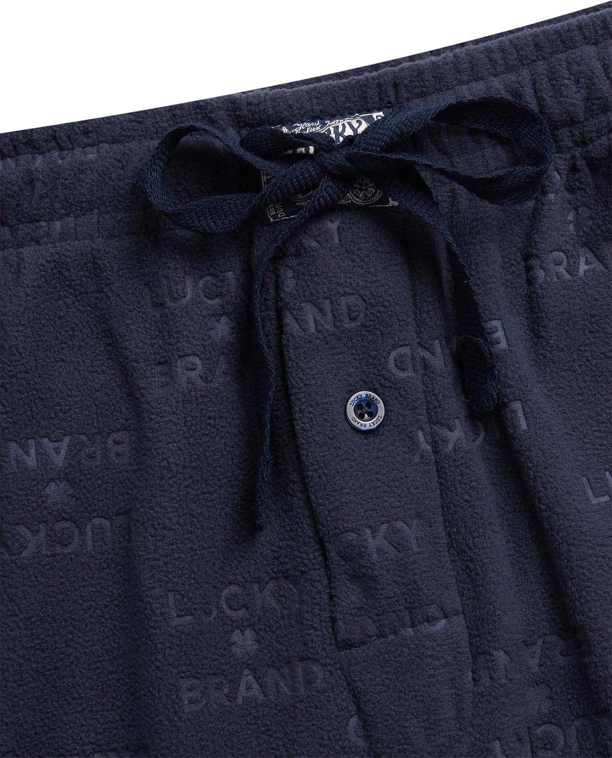 image:imageLucky Brand Mens Pajama Pants 30 Inseam Lightweight Fleece Plaid Pants for Men Classic Lounge PJ Sleepwear BottomsMood Indigo With Embossed Logo