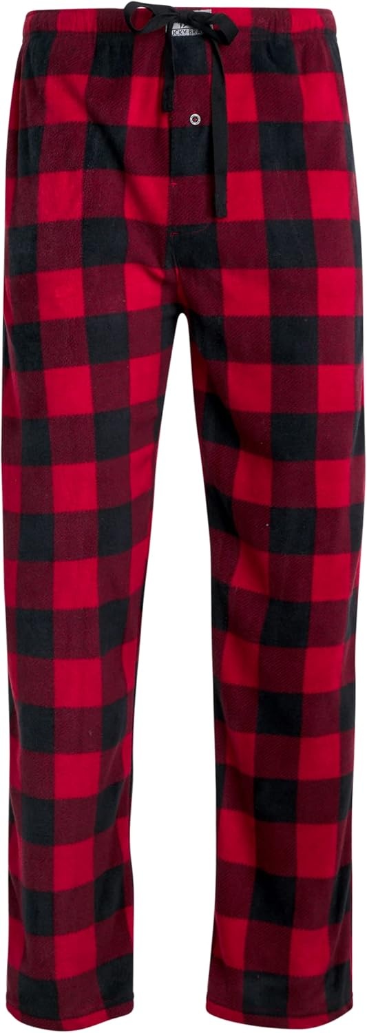 image:imageLucky Brand Mens Pajama Pants 30 Inseam Lightweight Fleece Plaid Pants for Men Classic Lounge PJ Sleepwear BottomsRed Print