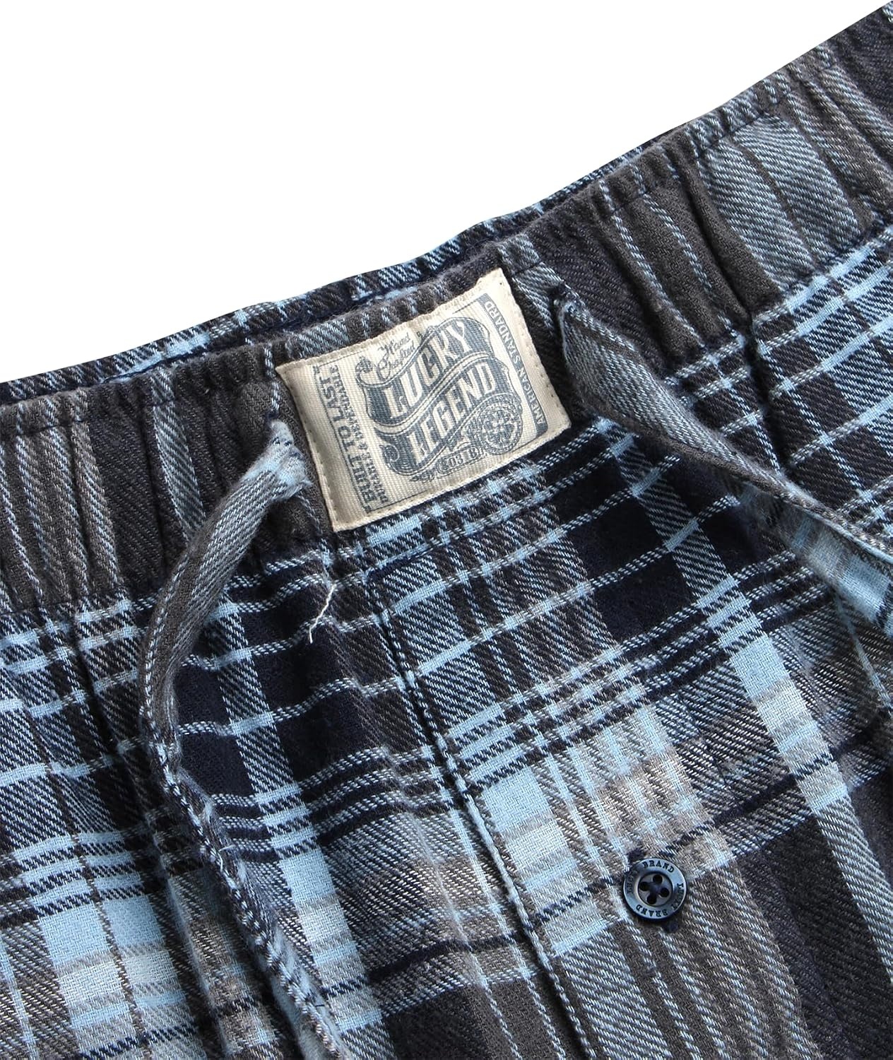 image:imageLucky Brand Mens Pajama Set Long Sleeve Tee amp 30in Fleece Pajama Pants Relaxed StraightLeg Fit with an Adjustable Drawstring Cozy Brushed Bottoms Pair with a Soft TopMood IndigoGrey Plaid