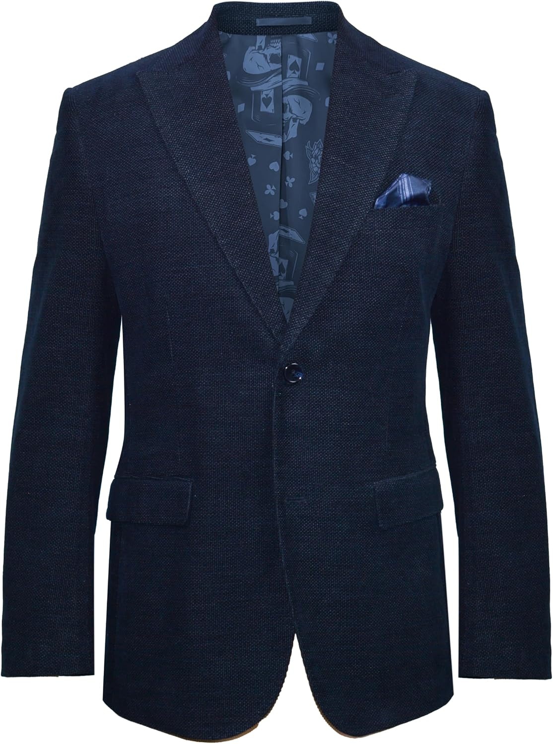 image:imageLucky Brand Mens Peak Lapel Blazer Slim Fit Brushed Cotton Unstructured 2Button Notch Collar Patch Pockets