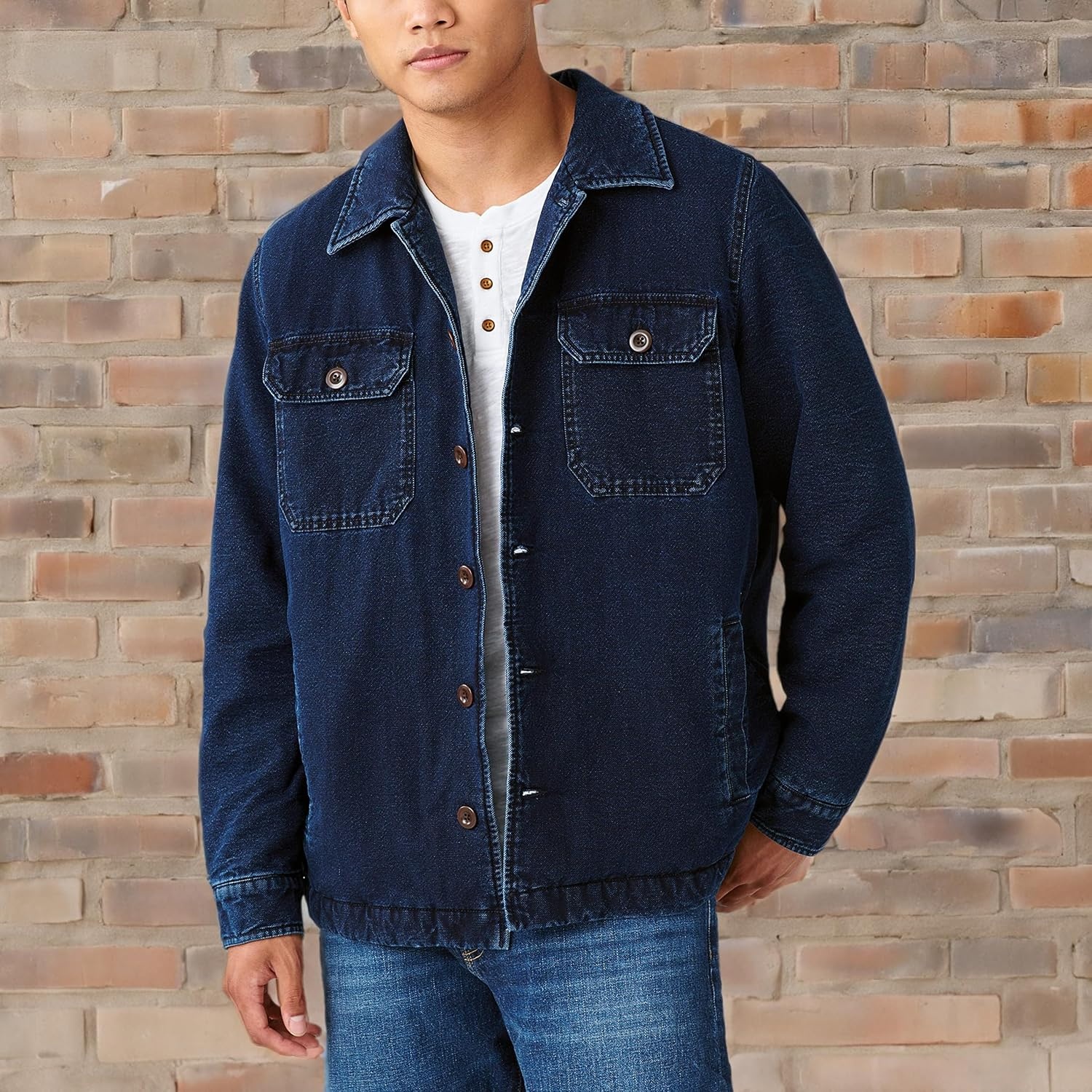 image:imageLucky Brand Mens Sherpa Lined Indigo Shirt Jacket 419 Indigo