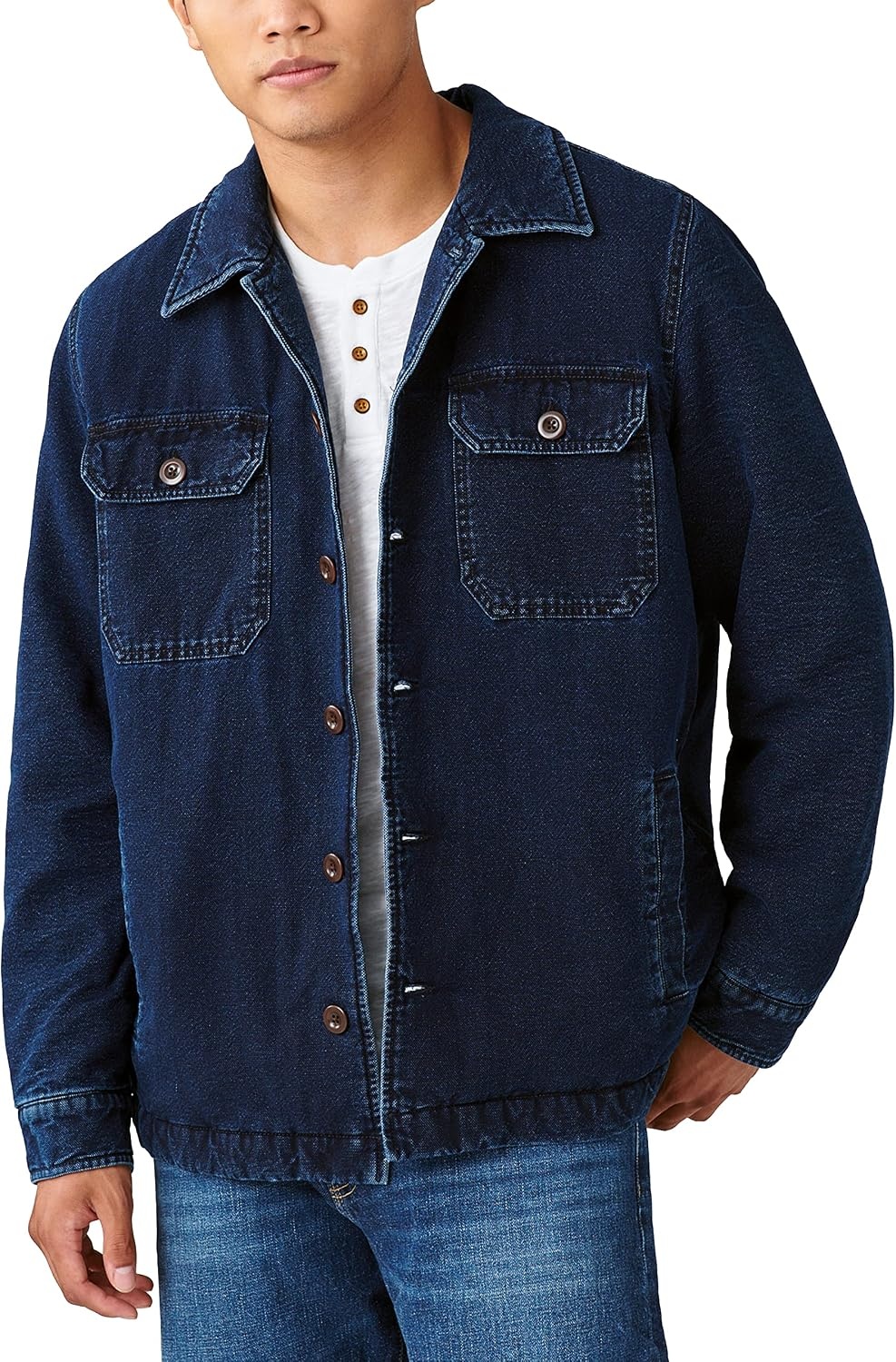 image:imageLucky Brand Mens Sherpa Lined Indigo Shirt Jacket 419 Indigo