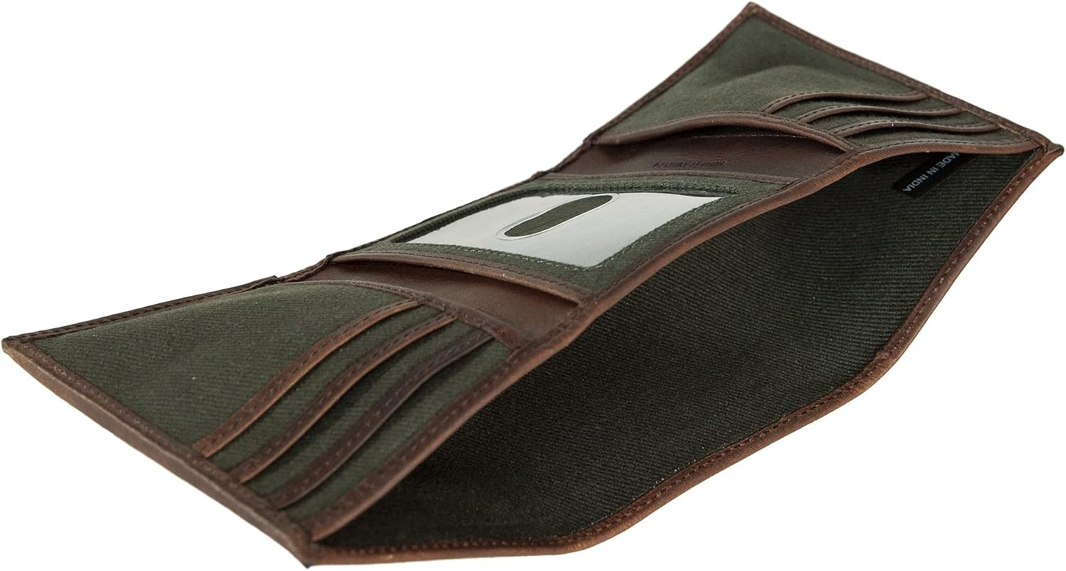image:imageLucky Brand Mens Smooth Leather Trifold Wallet with RFID Blocking Lining 6 Card Slots and Large Bill Pocket BlackCanvasLeather Olive
