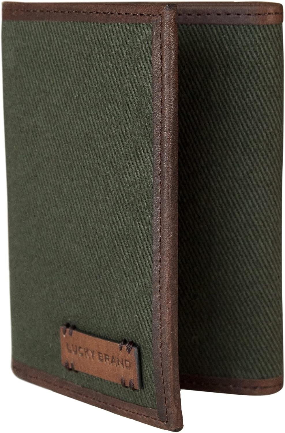 image:imageLucky Brand Mens Smooth Leather Trifold Wallet with RFID Blocking Lining 6 Card Slots and Large Bill Pocket BlackCanvasLeather Olive
