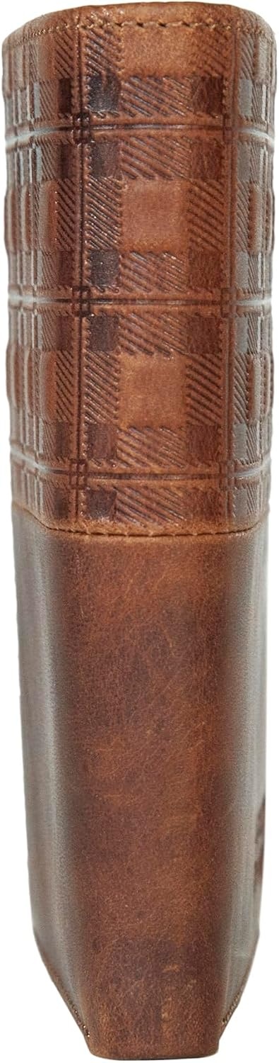 image:imageLucky Brand Mens Smooth Leather Trifold Wallet with RFID Blocking Lining 6 Card Slots and Large Bill Pocket BlackPlaid Embossed Leather Brown