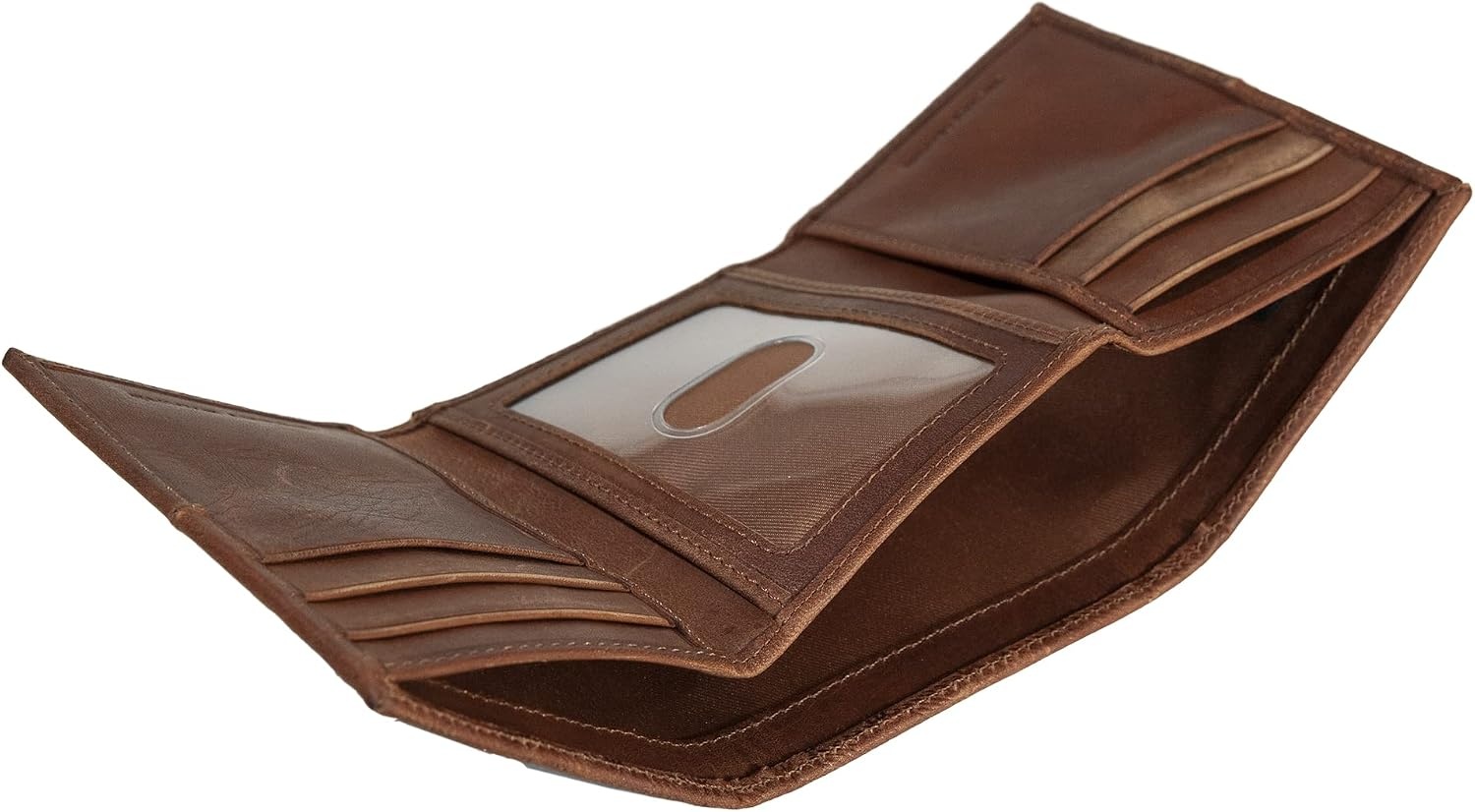 image:imageLucky Brand Mens Smooth Leather Trifold Wallet with RFID Blocking Lining 6 Card Slots and Large Bill Pocket BlackPlaid Embossed Leather Brown