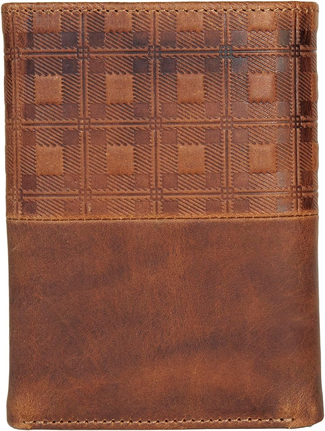 image:imageLucky Brand Mens Smooth Leather Trifold Wallet with RFID Blocking Lining 6 Card Slots and Large Bill Pocket BlackPlaid Embossed Leather Brown
