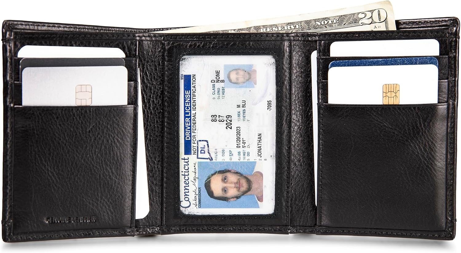 image:imageLucky Brand Mens Smooth Leather Trifold Wallet with RFID Blocking Lining 6 Card Slots and Large Bill Pocket BlackSmooth Leather Black