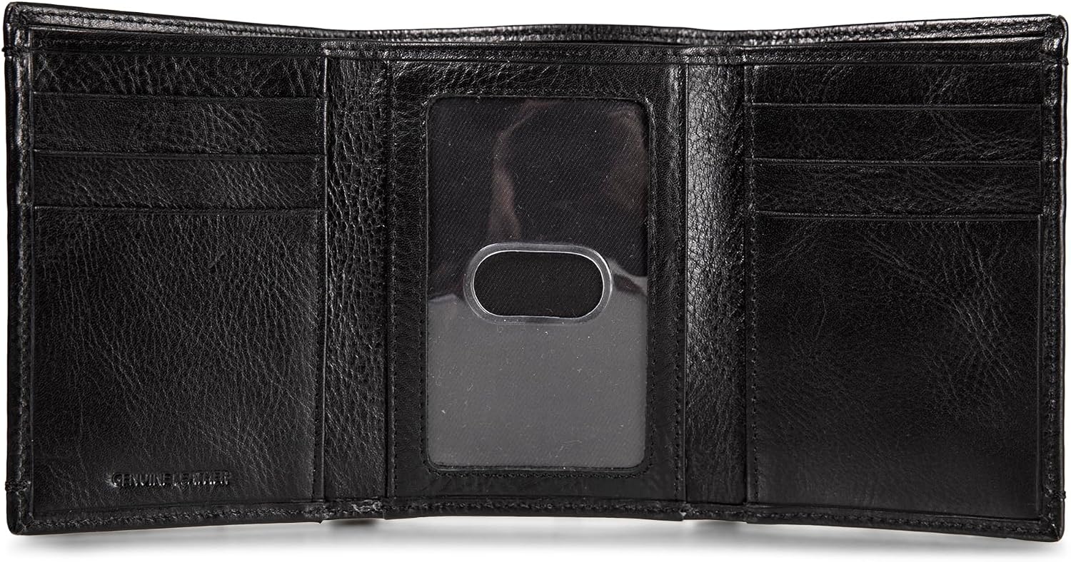 image:imageLucky Brand Mens Smooth Leather Trifold Wallet with RFID Blocking Lining 6 Card Slots and Large Bill Pocket BlackSmooth Leather Black